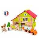 Chalet en bois à comté avec camion et animaux - 180 pièces - Jeujura